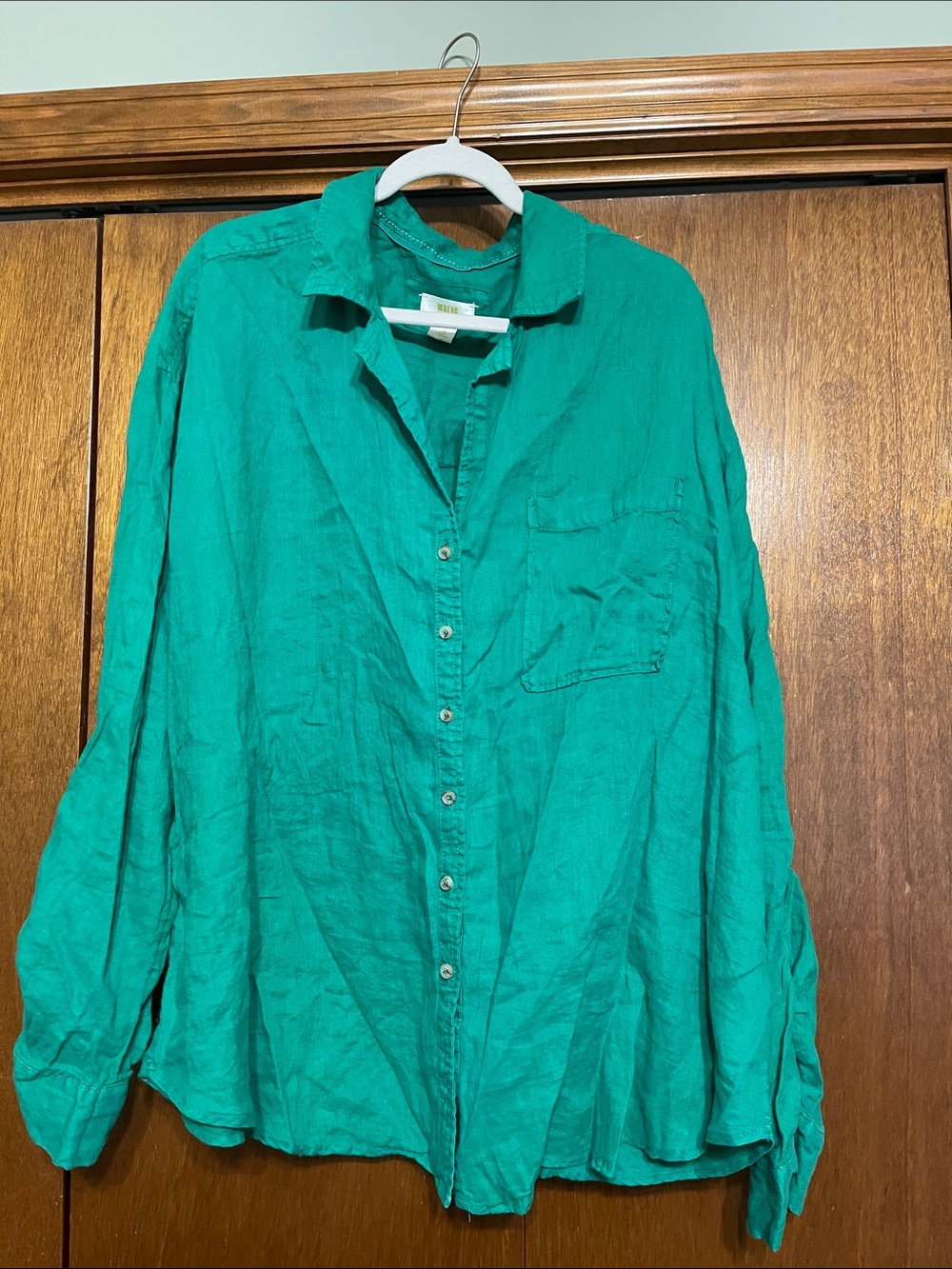 Maeve by Anthropologie 3x Linen Green Button-Up Shirt
